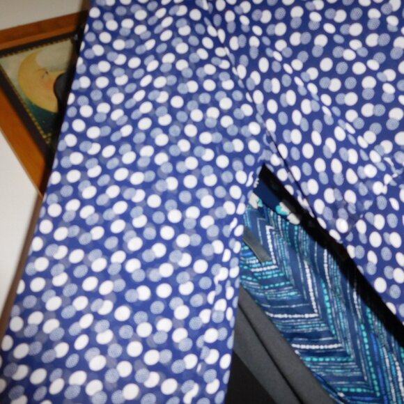 NWT 24W ANNE KLEIN FIT FLARE Eclipse/white Print Tie-waist Drawstring Midi Dress - Picture 6 of 11